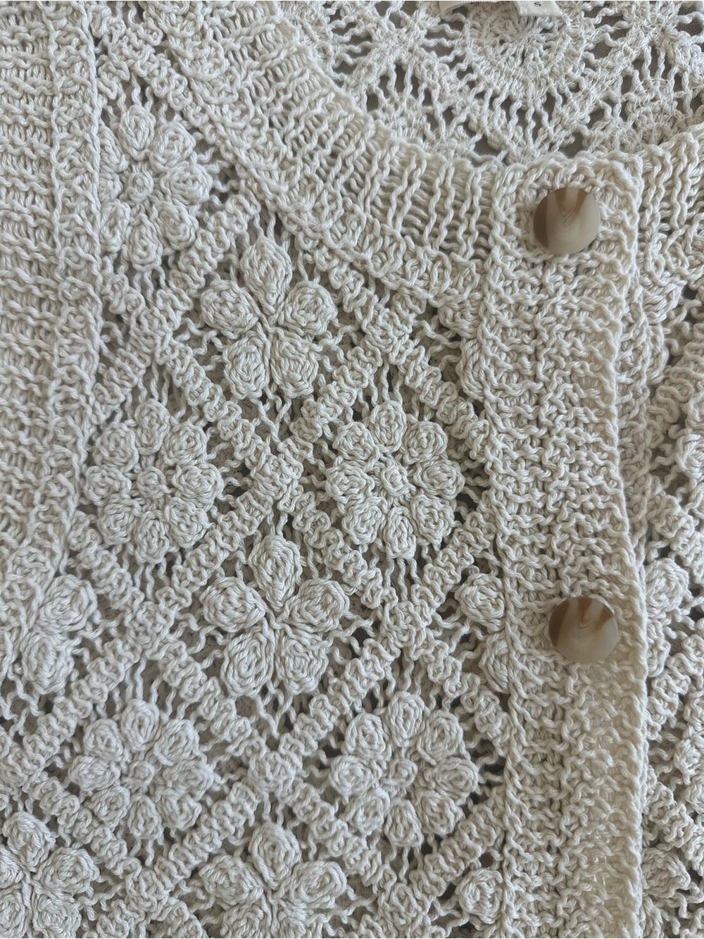 Sezane Ron Tank BlouseCrochet Knit Button Front Vest in Ecru - Picture 7 of 9